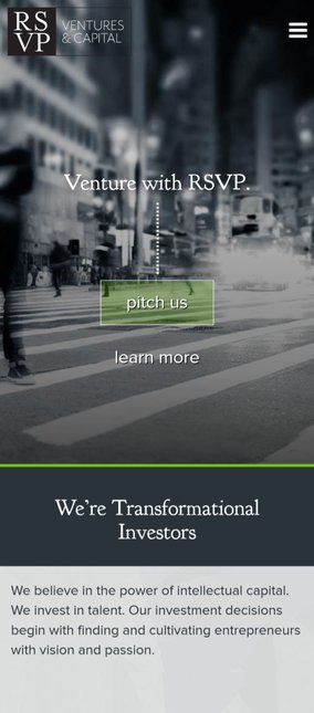 Venture capital website - mobile version