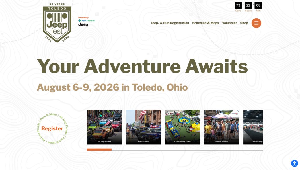 Large event website - desktop version