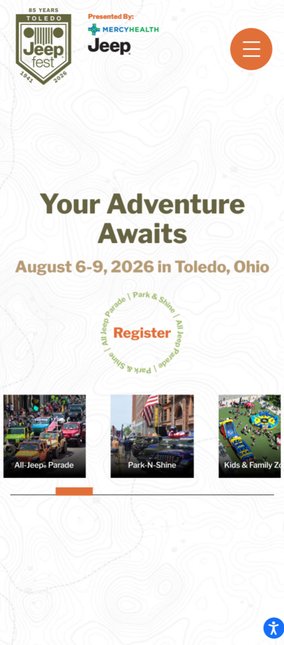Large event website - mobile version